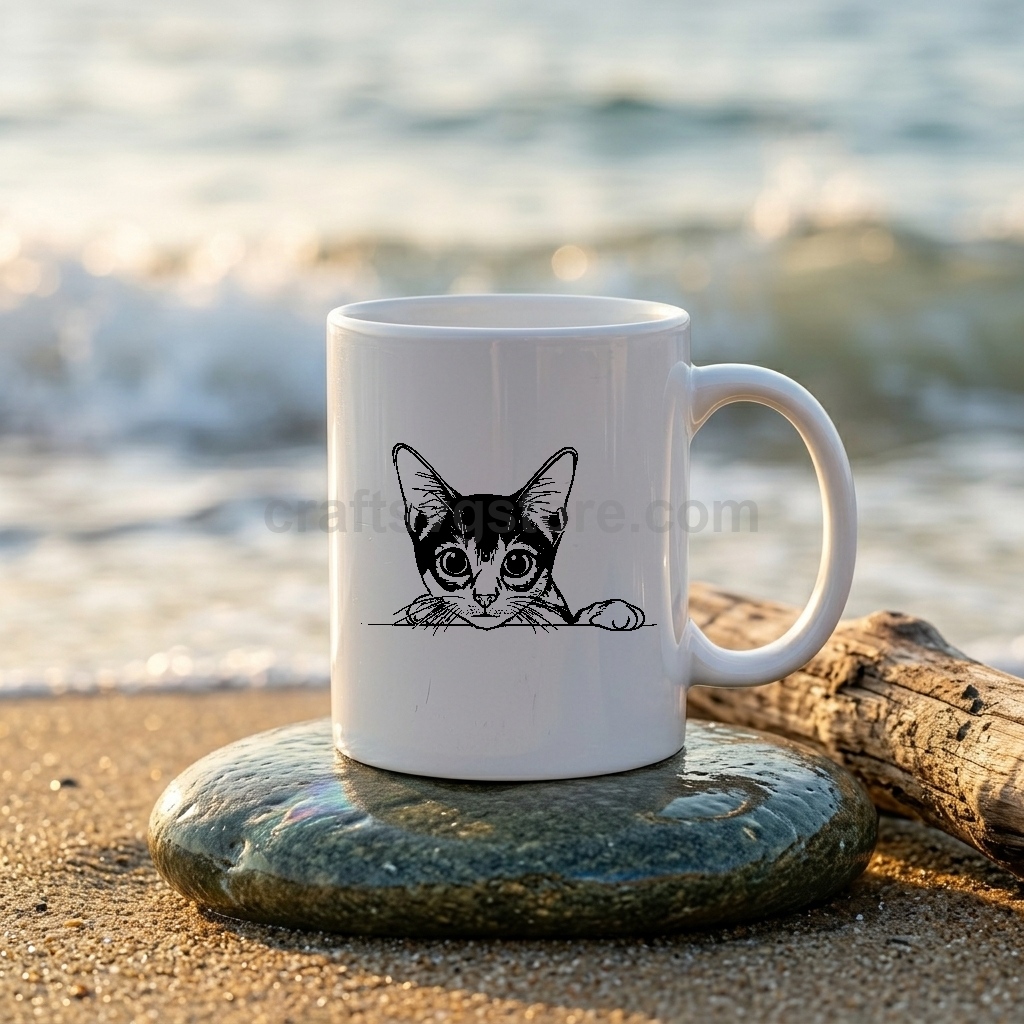 Peeking Abyssinian cat SVG on a coffee mug - Abyssinian cat lover gift mockup