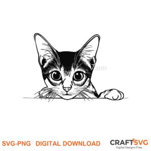 Peeking Abyssinian cat SVG PNG design for Cricut and Silhouette, instant download