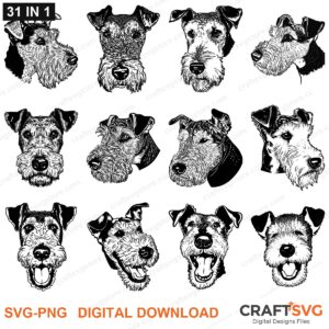 Airedale Terrier SVG bundle - Airedale Terrier dog designs for Cricut and Silhouette, instant digital download