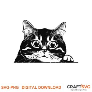 Peeking American Bobtail cat SVG PNG design for Cricut and Silhouette, instant download