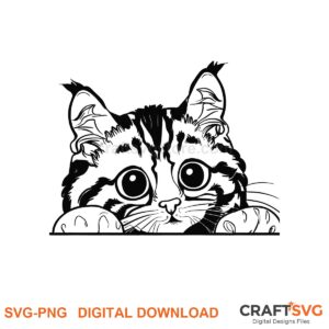 Peeking American Curl cat SVG PNG design for Cricut and Silhouette, instant download