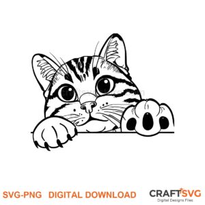 Peeking American Polydactyl cat SVG PNG design for Cricut and Silhouette, instant download