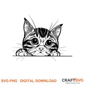 Peeking American Wirehair cat SVG PNG design for Cricut and Silhouette, instant download