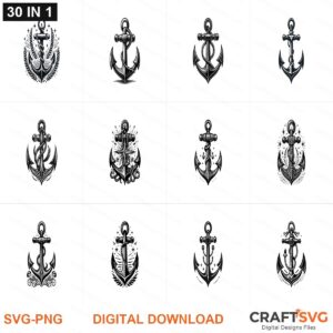 Anchor SVG | Anchor PNG | Anchor SVG Bundle | Digital Download Designs for Cricut and Silhouette | Commercial Use