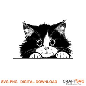 Peeking Asian Semi-Longhair cat SVG PNG design for Cricut and Silhouette, instant download