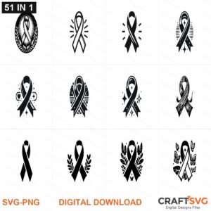 Awareness Ribbon SVG | Awareness Ribbon PNG | Awareness Ribbon SVG Bundle | Digital Download Designs for Cricut and Silhouette | Commercial Use