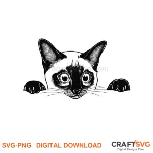 Peeking Balinese cat SVG PNG design for Cricut and Silhouette, instant download