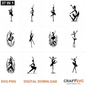 Ballet 37 IN1 SVG | Ballet 37 IN1 PNG | Ballet 37 IN1 SVG Bundle | 37 Digital Download Designs for Cricut and Silhouette | Commercial Use