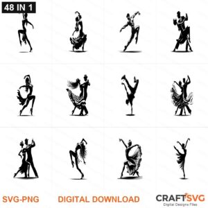 Ballet Dance SVG | Ballet Dance PNG | Ballet Dance SVG Bundle | 48 Digital Download Designs for Cricut and Silhouette | Commercial Use