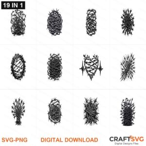 Barbedwire SVG | Barbedwire PNG | Barbedwire SVG Bundle | 19 Digital Download Designs for Cricut and Silhouette | Commercial Use