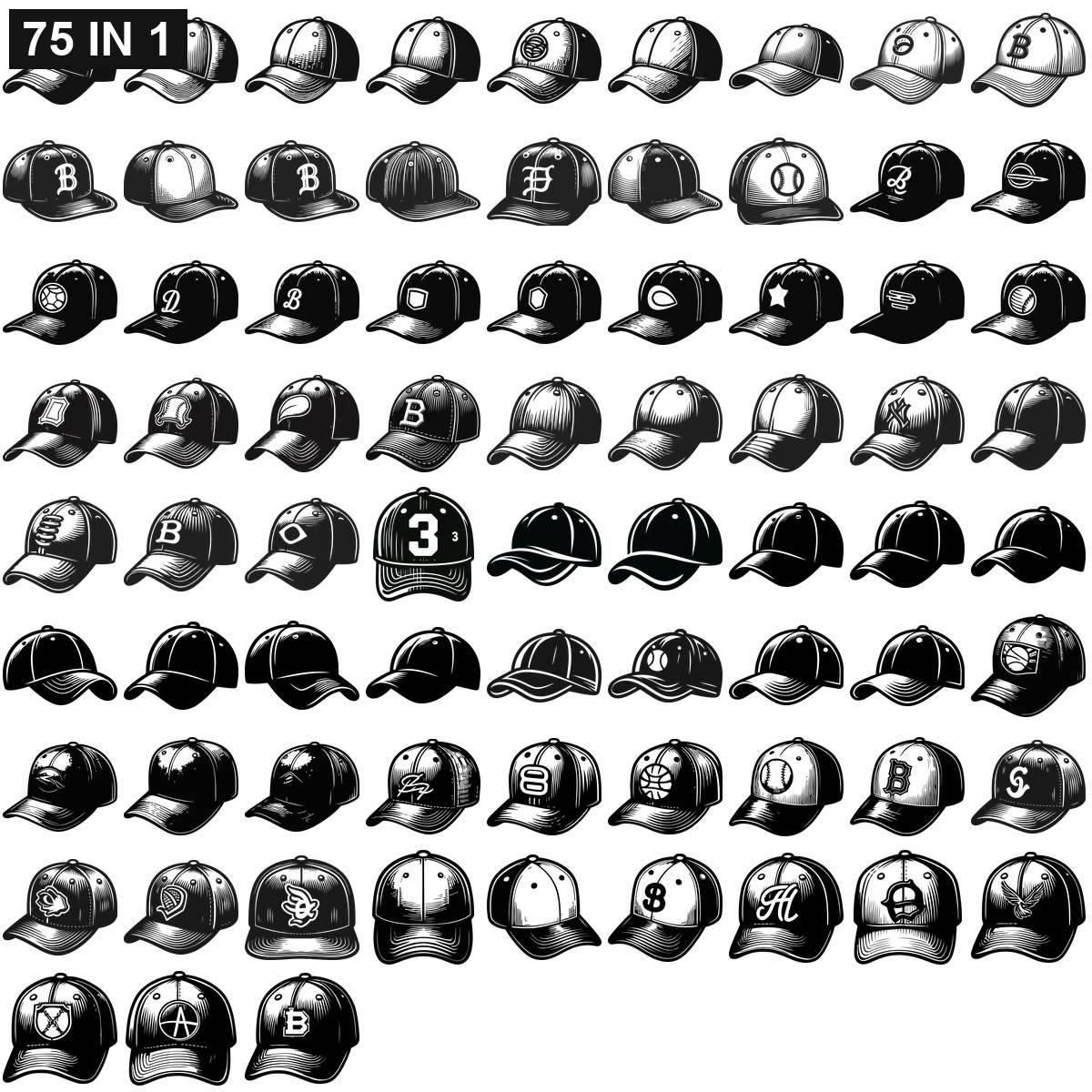 Baseball cap SVG | Baseball cap PNG | Baseball cap SVG Bundle | Digital Download Designs for Cricut and Silhouette | Commercial Use - Image 2
