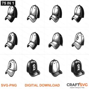 Baseball cap SVG | Baseball cap PNG | Baseball cap SVG Bundle | Digital Download Designs for Cricut and Silhouette | Commercial Use