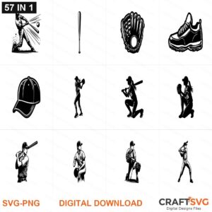 Bassball SVG | Bassball PNG | Bassball SVG Bundle | 57 Digital Download Designs for Cricut and Silhouette | Commercial Use