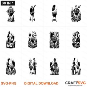 Bbq SVG | Bbq PNG | Bbq SVG Bundle | 38 Digital Download Designs for Cricut and Silhouette | Commercial Use