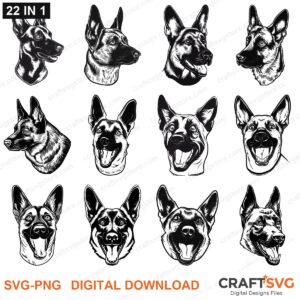 Belgian Malinois SVG bundle - Belgian Malinois dog designs for Cricut and Silhouette, instant digital download