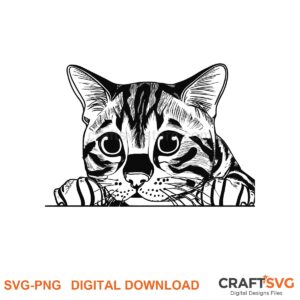 Peeking Bengal cat SVG PNG design for Cricut and Silhouette, instant download