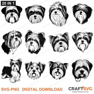 Biewer Terrier SVG bundle - Biewer Terrier dog designs for Cricut and Silhouette, instant digital download