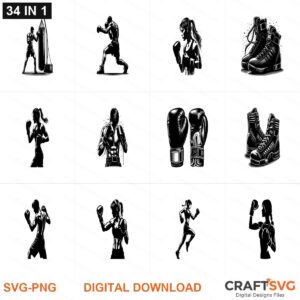 Boxing SVG | Boxing PNG | Boxing SVG Bundle | Digital Download Designs for Cricut and Silhouette | Commercial Use