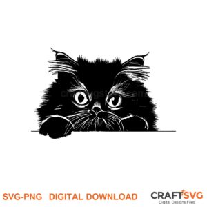 Peeking British Longhair cat SVG PNG design for Cricut and Silhouette, instant download