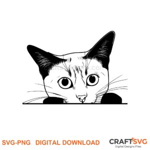 Peeking Burmese cat SVG PNG design for Cricut and Silhouette, instant download