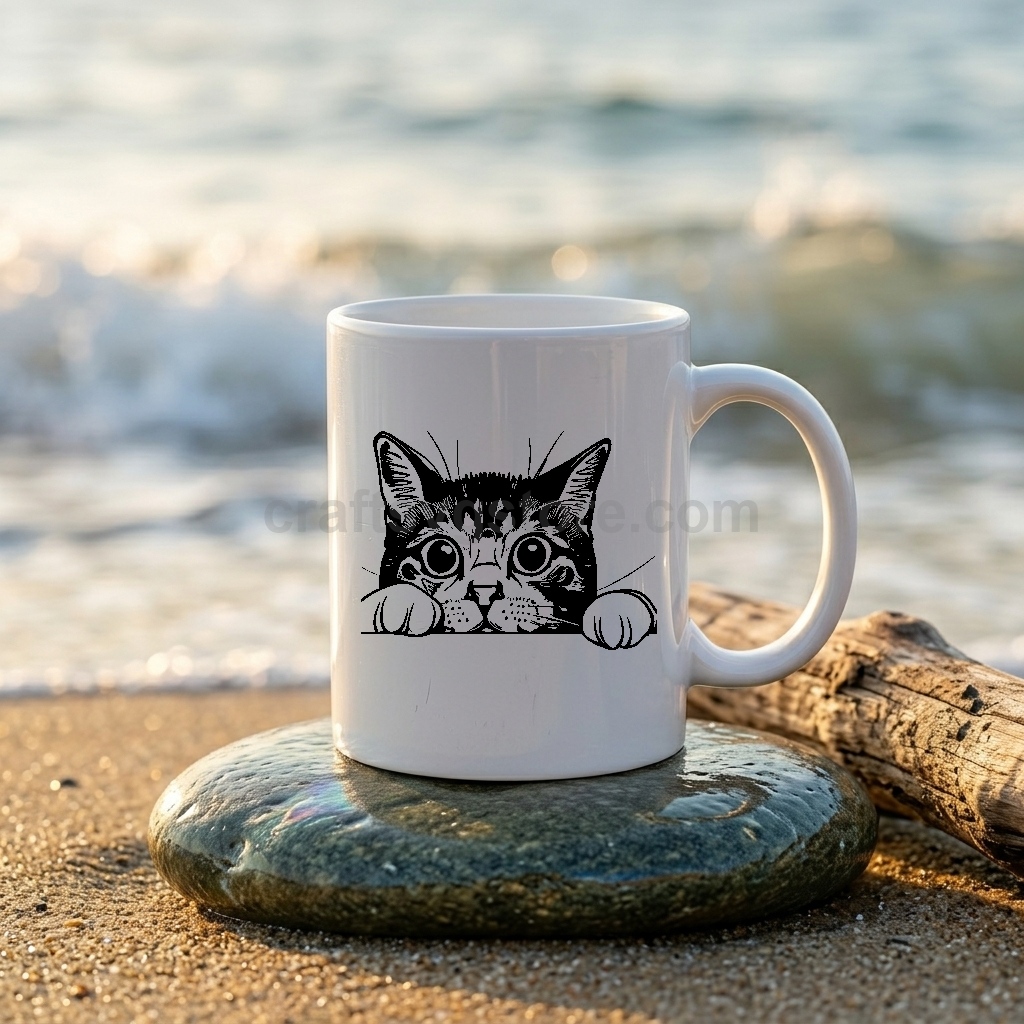 Peeking California Spangled cat SVG on a coffee mug - California Spangled cat lover gift mockup