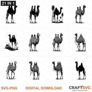Camel SVG | Camel PNG | Camel SVG Bundle | Digital Download Designs for Cricut and Silhouette | Commercial Use
