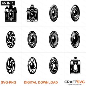 Camera Shutter SVG | Camera Shutter PNG | Camera Shutter SVG Bundle | Digital Download Designs for Cricut and Silhouette | Commercial Use