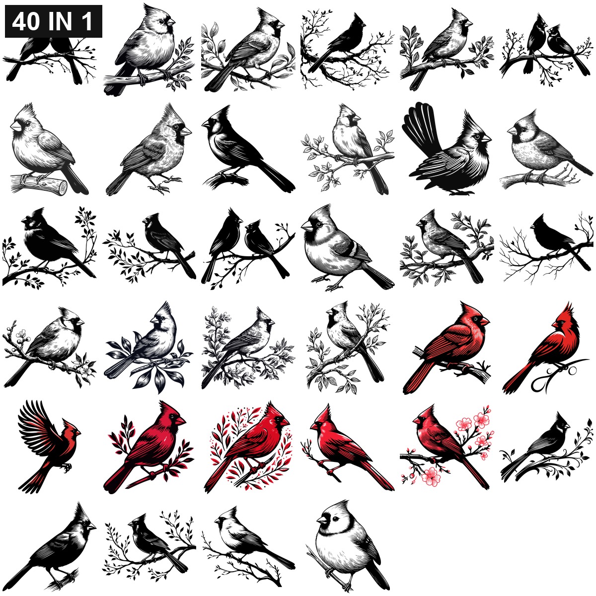 Cardinal SVG | Cardinal PNG | Cardinal SVG Bundle | Digital Download Designs for Cricut and Silhouette | Commercial Use - Image 2