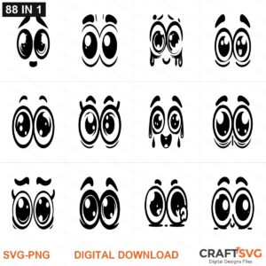Cartoon eyes SVG | Cartoon eyes PNG | Cartoon eyes SVG Bundle | Digital Download Designs for Cricut and Silhouette | Commercial Use