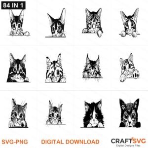 Cat_Breeds_80_in_1 SVG | Cat_Breeds_80_in_1 PNG | Cat_Breeds_80_in_1 SVG Bundle | Digital Download Designs for Cricut and Silhouette | Commercial Use