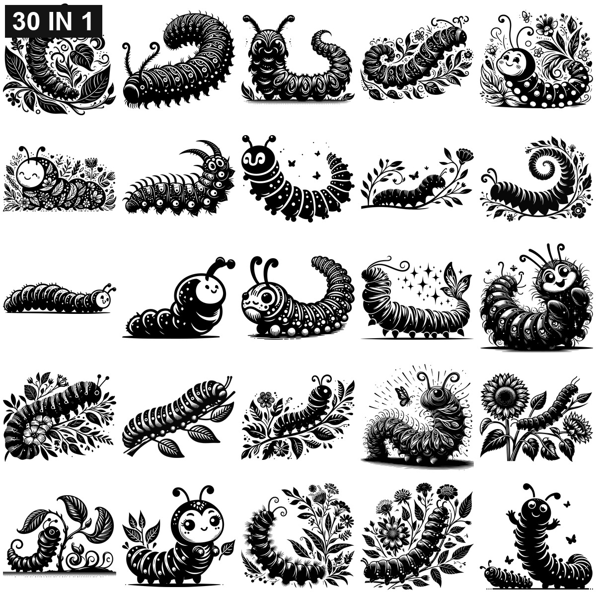 Caterpillar SVG | Caterpillar PNG | Caterpillar SVG Bundle | Digital Download Designs for Cricut and Silhouette | Commercial Use - Image 2