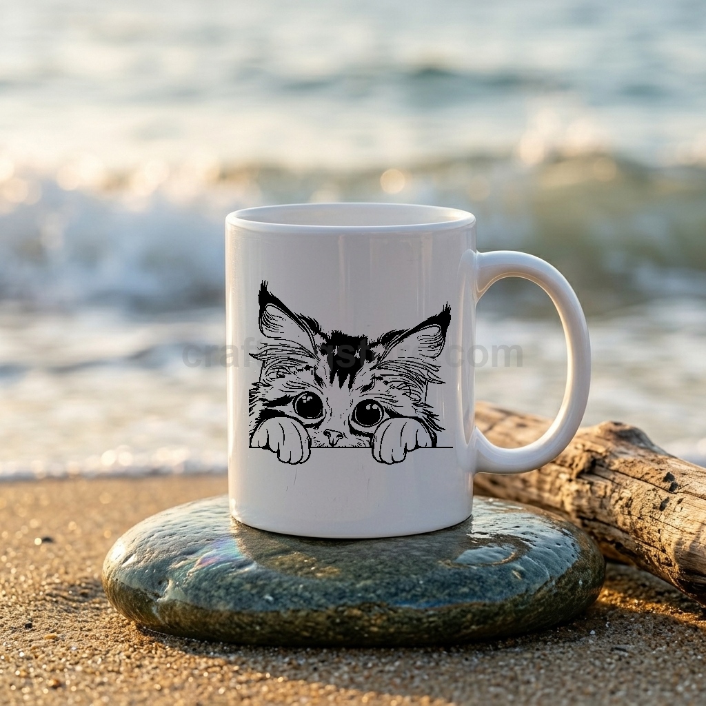 Peeking Chantilly cat SVG on a coffee mug - Chantilly cat lover gift mockup
