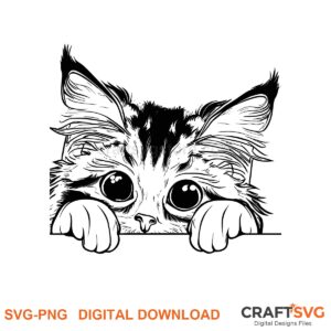 Peeking Chantilly cat SVG PNG design for Cricut and Silhouette, instant download