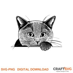 Peeking Chartreux cat SVG PNG design for Cricut and Silhouette, instant download