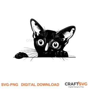 Peeking Chausie cat SVG PNG design for Cricut and Silhouette, instant download