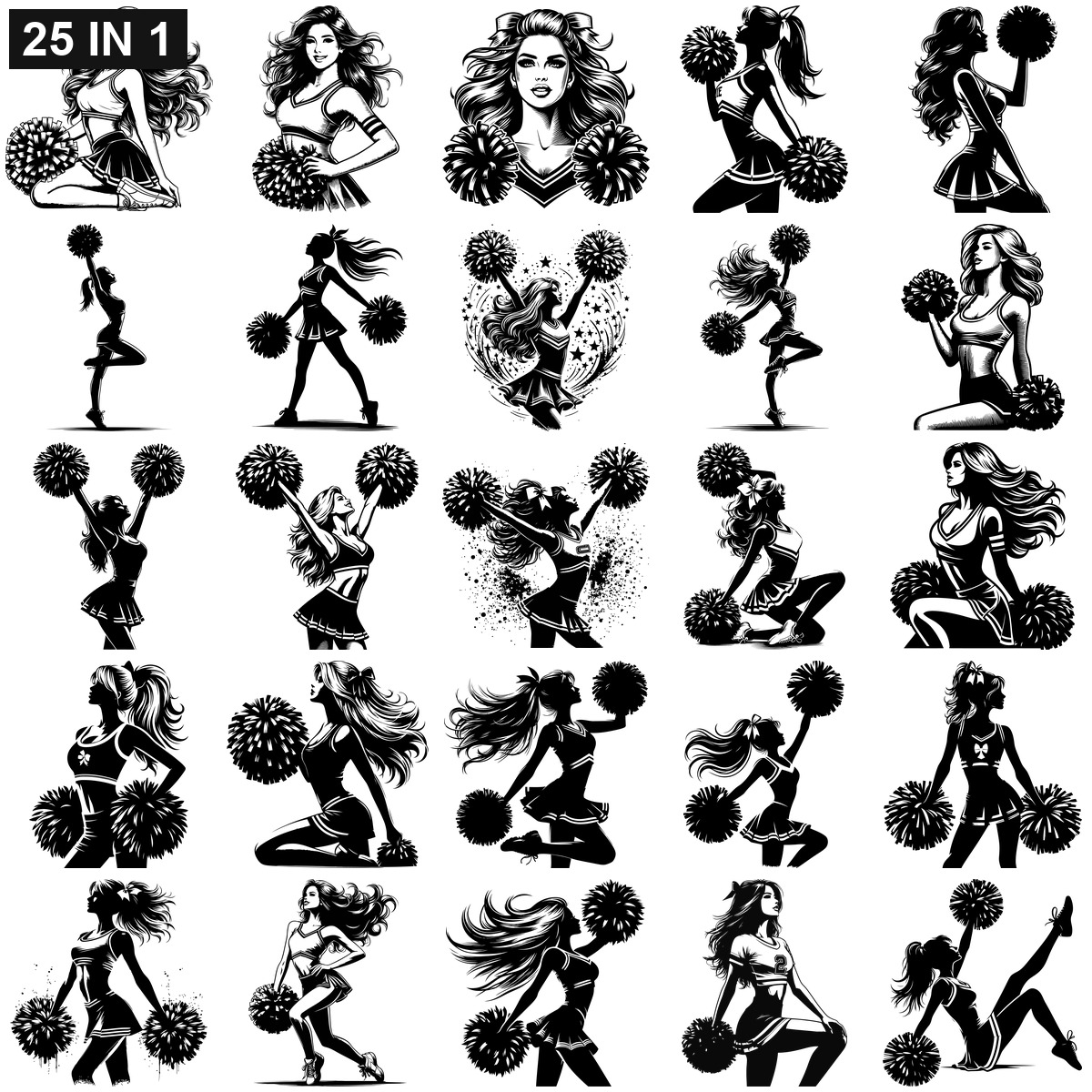 Cheerleader SVG | Cheerleader PNG | Cheerleader SVG Bundle | Digital Download Designs for Cricut and Silhouette | Commercial Use - Image 2