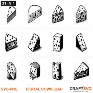 Cheese SVG | Cheese PNG | Cheese SVG Bundle | Digital Download Designs for Cricut and Silhouette | Commercial Use