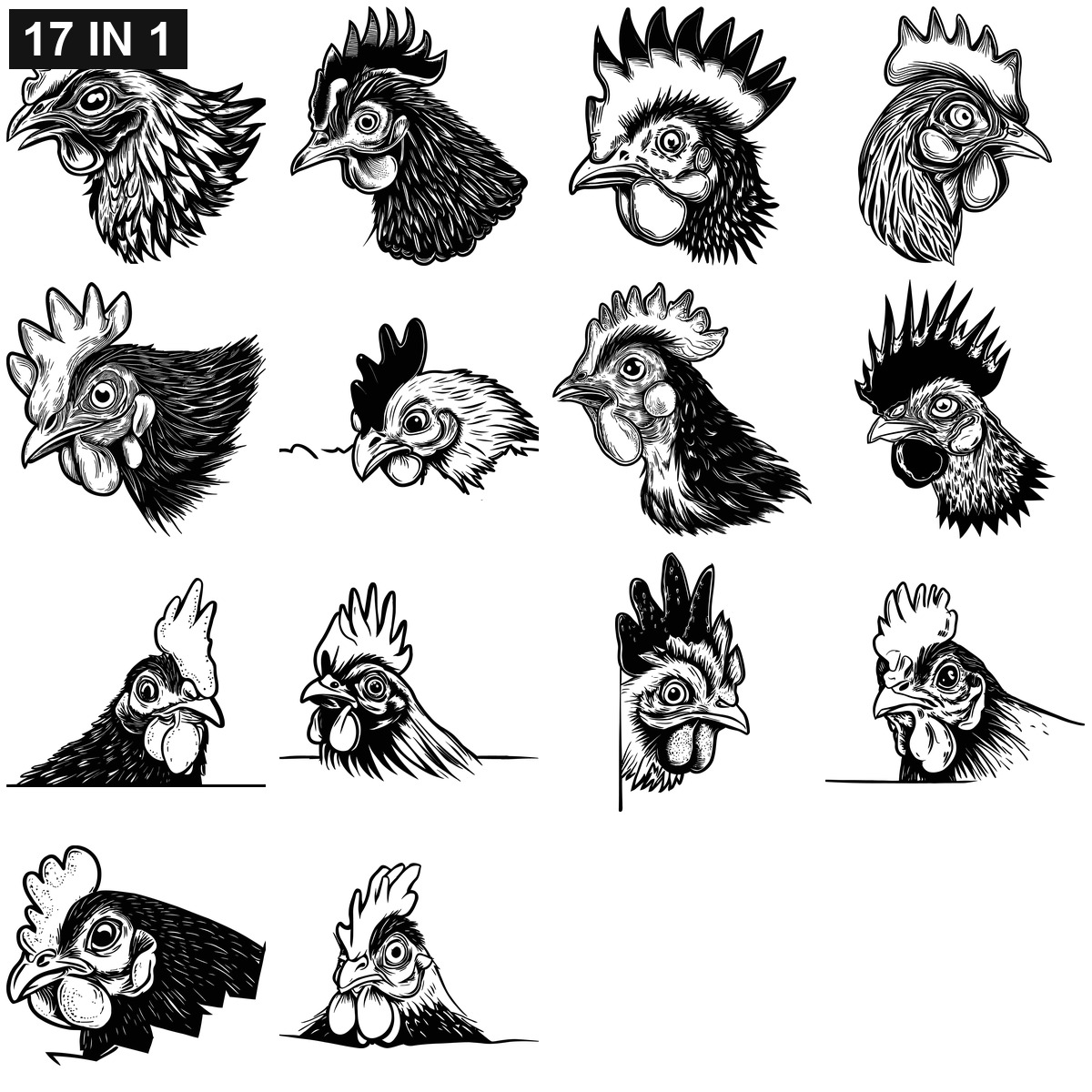 Chicken Head SVG | Chicken Head PNG | Chicken Head SVG Bundle | Digital Download Designs for Cricut and Silhouette | Commercial Use - Image 2