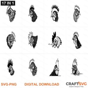 Chicken Head SVG | Chicken Head PNG | Chicken Head SVG Bundle | Digital Download Designs for Cricut and Silhouette | Commercial Use