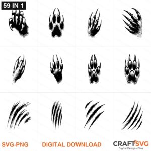 Claw Mark Scratch SVG | Claw Mark Scratch PNG | Claw Mark Scratch SVG Bundle | Digital Download Designs for Cricut and Silhouette | Commercial Use