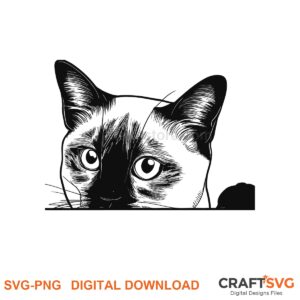 Peeking Colorpoint Shorthair cat SVG PNG design for Cricut and Silhouette, instant download