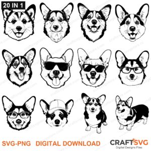 Corgi SVG bundle - Corgi dog designs for Cricut and Silhouette, instant digital download