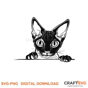Peeking Cornish Rex cat SVG PNG design for Cricut and Silhouette, instant download