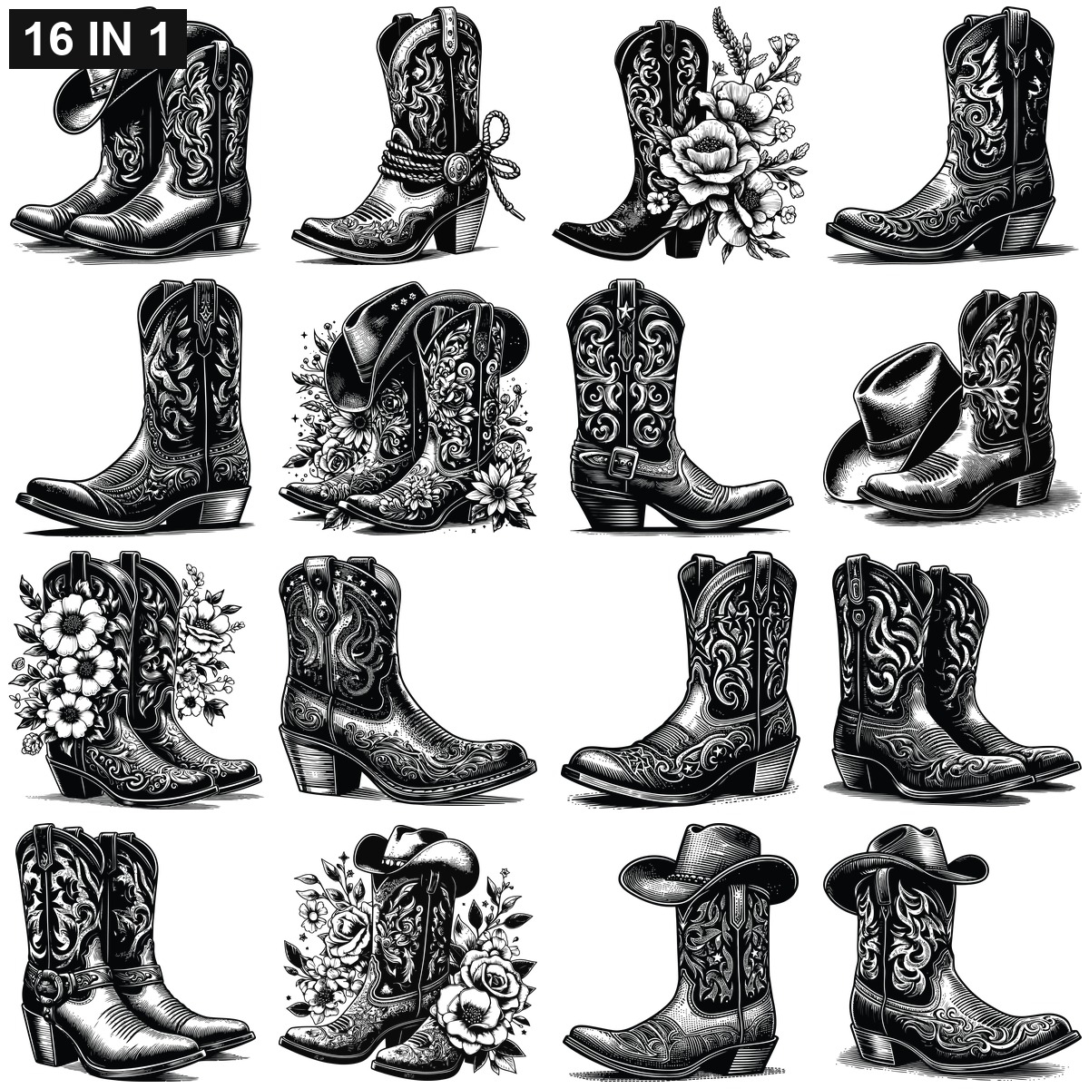 Cowboy boot SVG | Cowboy boot PNG | Cowboy boot SVG Bundle | Digital Download Designs for Cricut and Silhouette | Commercial Use - Image 2