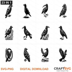 Crow SVG | Crow PNG | Crow SVG Bundle | Digital Download Designs for Cricut and Silhouette | Commercial Use