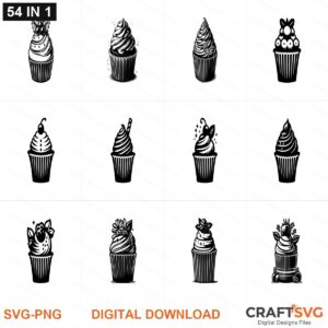Cupcake SVG | Cupcake PNG | Cupcake SVG Bundle | Digital Download Designs for Cricut and Silhouette | Commercial Use
