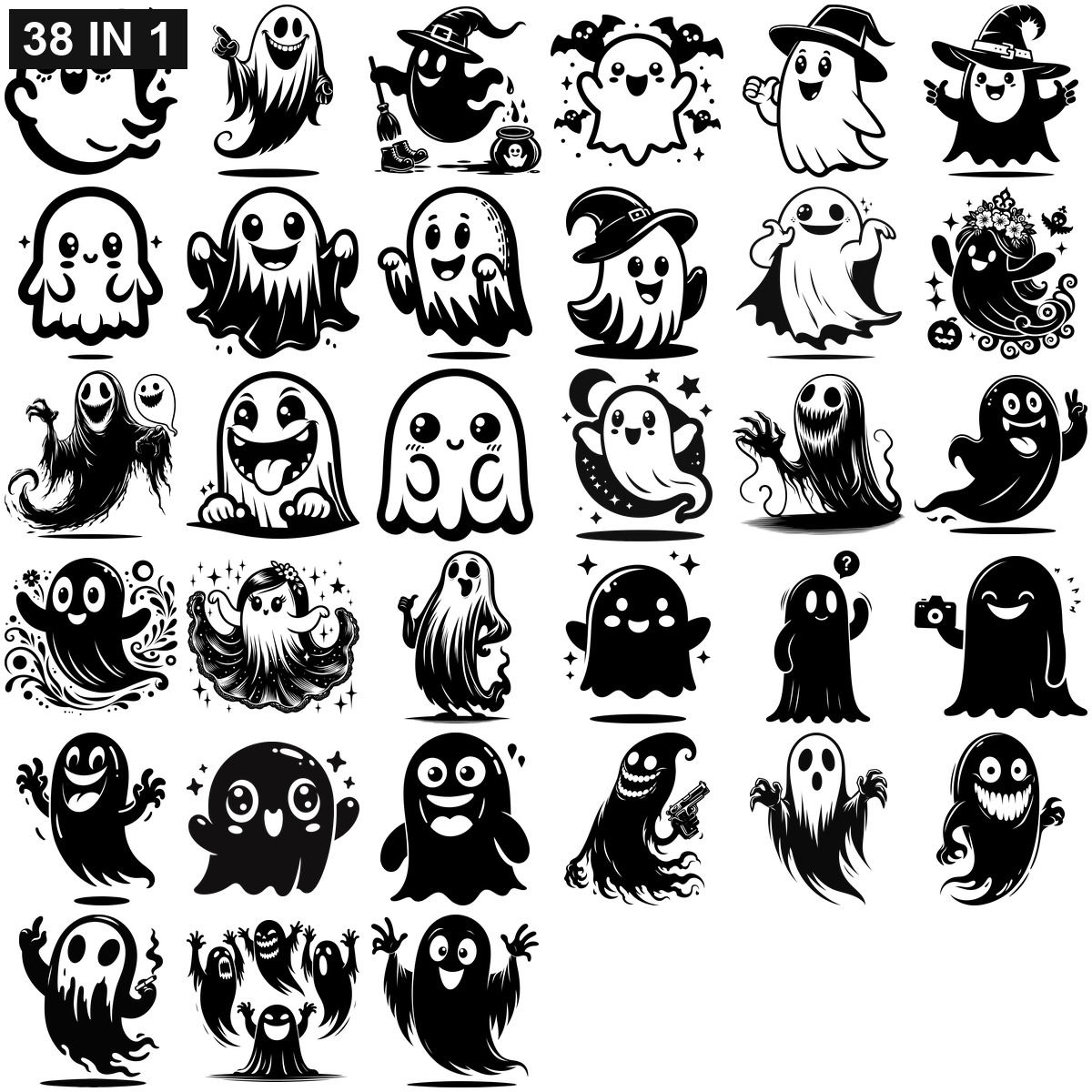 CuteGhost SVG | CuteGhost PNG | CuteGhost SVG Bundle | Digital Download Designs for Cricut and Silhouette | Commercial Use - Image 2