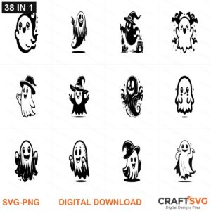CuteGhost SVG | CuteGhost PNG | CuteGhost SVG Bundle | Digital Download Designs for Cricut and Silhouette | Commercial Use