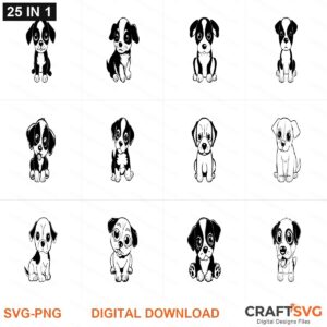 Cute PUPPIES SVG | Cute PUPPIES PNG | Cute PUPPIES SVG Bundle | Digital Download Designs for Cricut and Silhouette | Commercial Use