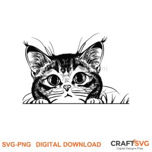 Peeking Cymric cat SVG PNG design for Cricut and Silhouette, instant download